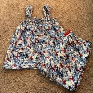 Crown & Ivy Kids Blue and Red Floral Set Size XL